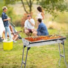With Stand, Stainless Steel Charcoal Grill, Foldable And Portable, Suitable For Outdoor Barbecue Parties Of 5-10 People, Grill Cart Charcoal Grill Barbecue Charcoal Grill (73*33.5*70cm)