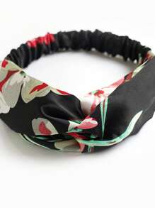 女式发带吸汗带 3 件/包 缎面花卉交叉弹力头带 女士适用，随机发货 发饰 时尚发带 秋季配饰 - 彩色 - 查看 7