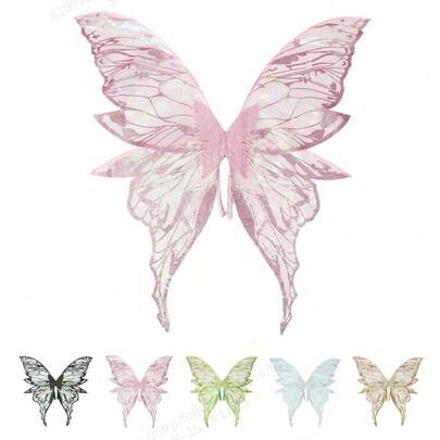 1pc Halloween/Christmas Fairy Butterfly Wings Backpack Decor, Shiny Metallic Angel Wings Costume Prop For Party Performance, Adult Size In Stock