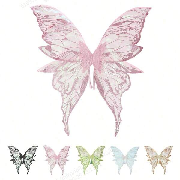 1 pezzo Decorazione zaino con ali di farfalla da fata per Ognissanti/Natale, ali d'angelo metalliche lucide come accessorio costume per feste e spettacoli, taglia adulti disponibile