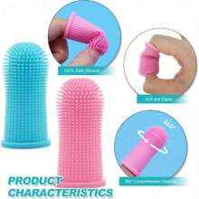 1 件装柔软硅胶狗猫牙刷，带舒适手柄 - 360° 清洁小狗牙齿、手指和耳朵，用于宠物牙齿护理，牙齿清洁工具，握感舒适，无需电池