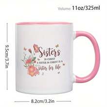 11 Oz Coffee Mug - In Christ's Life Jesus Bible Quotes With Flower And Design, Microwave And Dishwasher, Inspirational Women, Wives, Moms, Best Friends (Birthday, Mother's Day), Elegant Font Durable Beverage Cup - Pink - View 3