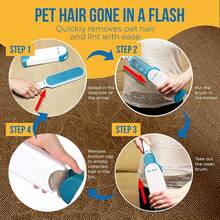 Fur Magic Pet Hair Remover Lint Brush With Self-Cleaning Base, Reusable Fluff Remover For Clothes, Double-Sided Fur Cleaner For Dog And Cat - 藍粉畫筆 - 查看 4