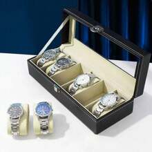 2/3/6/10/12 Slot PU Leather Watch Box Display Case Jewelry Organizer With Glass Top Men Watch Bracket Display Box Gifts