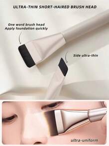 3pcs Brand New Ultra-Thin Straight Flat Top Foundation/Mask Brushes, Essential Tools For Makeup Artists, Invisible And Seamless, Travel-Friendly Ultra-Thin Foundation Brush Lightweight Face Contour Brush Flat Mask Brush Blending Foundation Cream Makeup Brush, Silver Foundation Brush, Makeup Brush Foundation Makeup Tools Flat Foundation Brush Liquid Foundation Brush,Foundation Brush,Concealer Brush,Blush Brush,Contour Brush,Blush Brush,Bronzer Brush,Powder Brush,Foundation Brush,Blush Brush - Multicolor - View 3