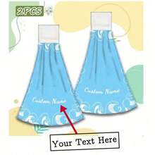 مجموعة منشفة مطبخ وقطعة قماش غسيل مخصصة باسم على خلفية زرقاء ذات نمط موجي، ديكور منزلي، منشفة يد للحمام، اكسسوارات، ديكور شقة، هدية ضرورية لتدشين المنزل الجديد للنساء، الأم، الجدة، الزوجة، ديكور حمام، ديكور خريفي، أساسيات الشاطئ، عودة إلى المدرسة، منشفة استحمام لصالون التجميل، الفندق، الرياضة، أساسيات المنزل، منشفة، العناية بالبشرة - أزرق سماوي - مشاهدة 12