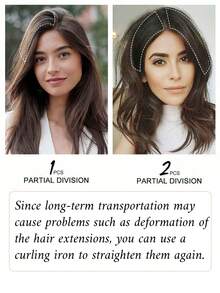 2pcs Clip-In Hair Extensions, Suitable For Thin Hair And Short Hair, Easily Adds Volume, Natural Black Color - Multicolor - View 5