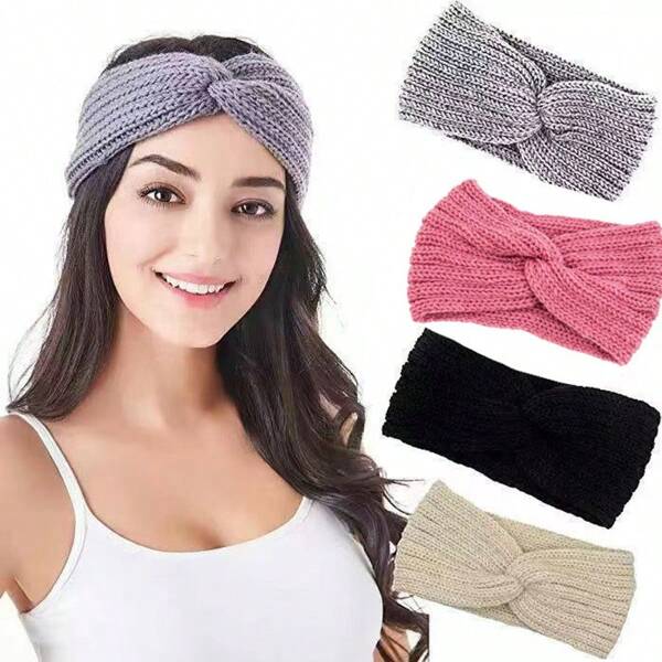 3 Stücke dicke gestrickte Stirnbänder, geflochtene Winter Stirnbänder, Ohrenwärmer, gehäkelte Kopfbänder für Frauen und Mädchen