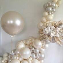 92 balões de areia branca perolada de tamanhos diferentes, balões bege perolados, arco de guirlanda em 18, 12, 10, 5 polegadas, marfim creme, boho, balão neutro para casamento, chá de panela, formatura, aniversário, noivado, aniversário - Multicolorido - Ver 5