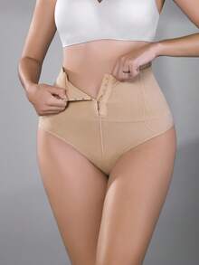 1 peça calcinha fio dental sem costura com botão de pressão e controle de barriga de cintura alta, modelador sexy