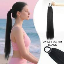 18英寸/22英寸/26英寸马尾假发，多功能弹力带深棕色耐热马尾假发，女士长直DIY缠绕式马尾，柔软自然合成马尾，适合日常角色扮演、圣诞节、音乐节、嘉年华、新年礼物等场合。 - 彩色 - 查看 16