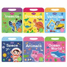 1 pezzo Libro di adesivi riutilizzabili per bambini, adesivi lavabili per bambini in età prescolare, regali per le vacanze, disponibili come regali per il ritorno a scuola, regali di compleanno, libro di adesivi, stile libro gelatina, puzzle di adesivi per l'educazione precoce, possono essere incollati ripetutamente. Include adesivi a tema mondo marino, animali, dinosauri e trasporti.