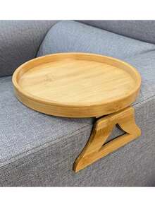 1个全新可折叠竹制沙发扶手托盘。圆形沙发扶手托盘，可放置饮料、零食和物品 - 适用于沙发和躺椅。 - 彩色 - 查看 11