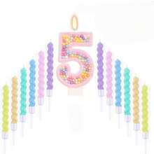 13pc Number 0-9 Digit Birthday Candles,Macaron Style With Glitter Sequins, Suitable For Birthday Party Cake Decoration, Suitable For Anniversary Parties,Suitable Wedding Anniversary , Suitable For Cute Pet Theme Cake Decoration Candles, Cake Decoration Pure Handmade DIY,Preferred Gift - Multicolor - View 18