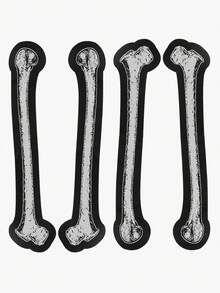 2 Pairs Large Long Bone Patches - Mysterious Long Bone Patches, Skull Patches, Punk Patches, Goth Patches, Witch, Horror Sewn Patches, Skull, Voodoo DIY Decoration Cuttable Patches, Iron/Sewable, Suitable For Clothing, Backpacks - 彩色 - 查看 1