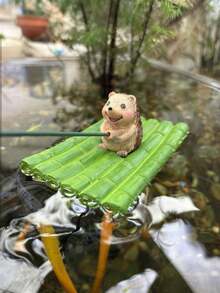 1pc Resin Bamboo Row Floating Hedgehog And Turtle Fishing Figurine, Garden Pond Decoration, Suitable For Courtyard, Garden, Rockery, Swimming Pool, Fish Tank, Water Landscape Decoration. - Multicolor - View 11
