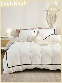 Bộ chăn ga gối 3 món màu trắng với họa tiết tua rua bông xù, phong cách trang trại Bohemian, bao gồm 1 vỏ chăn, 2 vỏ gối, chất liệu microfiber mềm mại, phù hợp cho sinh viên. - Nhiều màu - Xem 2