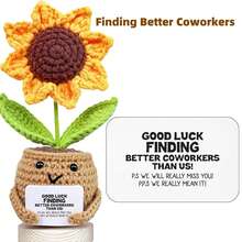 1 套（有趣的钩针向日葵带卡片 - 手工制作的房间装饰，送给妈妈的礼物，母亲节、圣诞节、祖母的生日礼物，假植物 - 彩色 - 查看 7