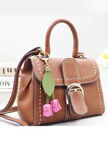 郁金香手工皮具，花包挂件，钥匙扣，自制手工缝制汽车钥匙挂件 - 彩色 - 查看 3