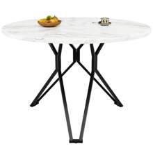 Round Dining Table (76cm), Kitchen Dining Table, Round Coffee Table For 4 People, Suitable For Dining Room, Living Room, Elegant Metal Table Legs, MDF Wood Tabletop, Black - 1 - View 5