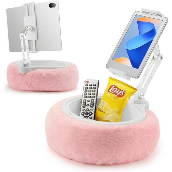 Soft Plush Fabric Pillow Stand Holder For Kindle, IPad, And Tablet With Snack Bowl – Multi-Angle Adjustable Lap Cozy Reading Pillow For Bed, Compatible With Various Sizes Of Kindle, IPad, Devices Compatible With IPhone, Android Phone, Gift For Birthday, Family, Friends For Office, Dorm And Home Use Phone Holder Phone Stand Phone Stand For Bed