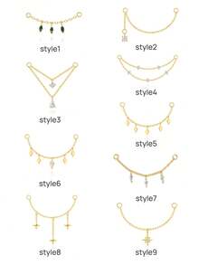 1pc 925 Sterling Silver Agate/CZ Earrings Chain Accessories 18k Gold Plated Earrings Connector Chain For Women Convertible Dangle Chain For Double Piercings