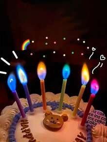 12 支彩色火焰蜡烛，婴儿生日蛋糕装饰，婴儿洗礼派对，烘焙装饰用品适用于婴儿派对 - 彩色 - 查看 2