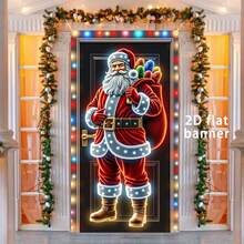 1 faixa de porta de Natal, design de Papai Noel, 35,4 pol. x 70,8 pol., material de poliéster, decoração de Natal, decoração de festa temática de Natal, decoração externa e interna, ideal para varanda, quintal, garagem e casa - Tipo A: 35,4 pol x 70,8 pol (90 cm x 180 cm) - Ver 5