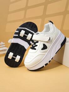 Zapatos de patines con 4 ruedas para niños, zapatos de patinaje sobre ruedas desmontables, zapatos deportivos para exteriores con , zapatillas casuales para niños y niñas - Negro - Ver 1