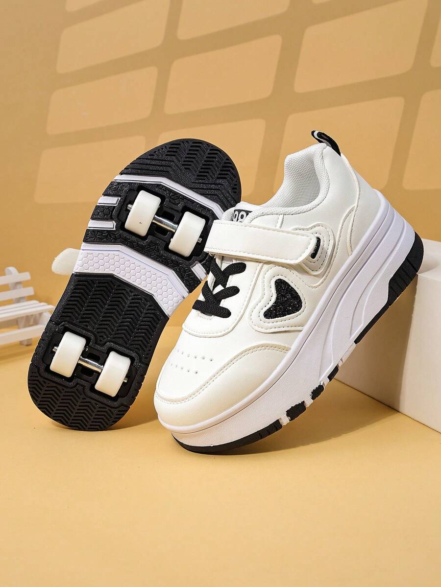 Zapatos de patines con 4 ruedas para niños, zapatos de patinaje sobre ruedas desmontables, zapatos deportivos para exteriores con , zapatillas casuales para niños y niñas - Negro - Ver 1