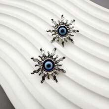 1 Pair Metal Sun Shape Stud Earrings, Simple For Party And Daily Wear - Gold - View 3