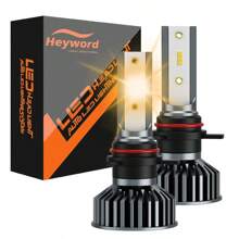 Heyword Heyword 2pcs LED Car Headlight 9005 9006 H13 H11 H7 H4 H1 Car Headlights High Low Beam, 75000LM 800% Brighter Five Color Options6500K/3000K/4300K/8000K/25000K Fast Silent Fan Bright Cob 1860 Chip Plug-N-Play