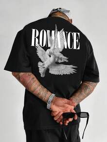 2025 T-shirt casual à manches courtes pour hommes avec motif lettres, col rond, tissu confortable, respirant et agréable pour l'été - Noir - Voir 7