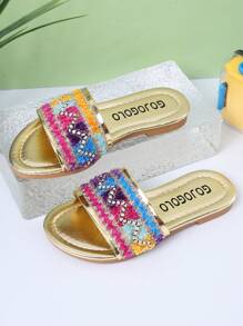 1 Paar modische Mädchen Sommer Strandpantoffeln, einzigartiges Stildesign, Lieblinge der Kinder, geeignet zum Tragen und für Fotoshootings bei verschiedenen Anlässen