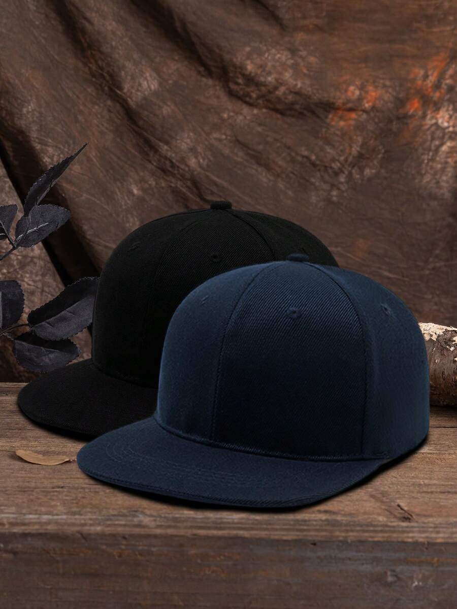 MAKEFGE 1 件男士户外休闲时尚黑色纯色个性化嘻哈帽，街头风格平檐帽适合街头和日常穿着