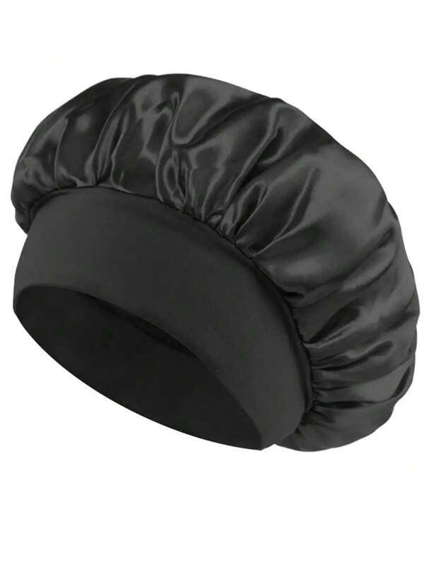 1pc High Elasticity Shower Cap, Solid Color Wide Brim Shower Cap, Beauty Salon Bathing Hat