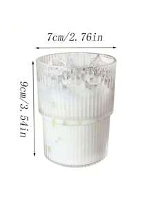 1pc 300ml Transparent Vertical Grain Glass Coffee Cup Milk Cup Juice Cup Ice Cream Cup Suitable For Party, Home, Cafe, Restaurant