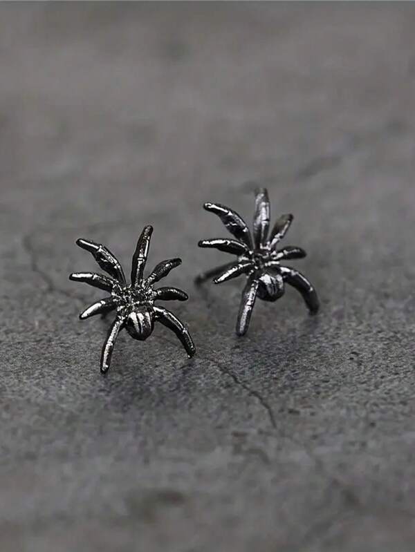 Une paire de boucles d'oreilles araignée rétro créatives, style simple et à la mode pour hommes, convient pour Halloween.