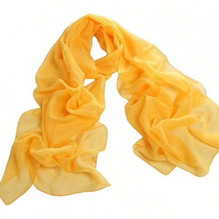 ™ Fashionable Soft Chiffon Scarfhalloween - Solid / Golden Yellow - View 1