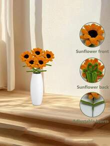 Handmade Artificial Sunflower Gifts, Perfect Handmade Flowers For Valentine's Day, Artificial Flower Twisted And Crocheted Bouquets, Twisted Stick Flowers, Twisted Stick Artificial Flowers, Artificial Sunflowers, Twisted Stick Flowers, Recommended To Be Paired With Other Flowers, Twisted Stick Tulips, Suitable Valentine's Day Gift For Your Girlfriend,Decorate Living Room