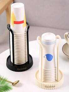 1 Piece Of Simple Round Disposable Cup Holder Black/White Metal Paper Cup Dispenser Organizer, Used For Vertical Cup Storage Of Disposable Cups, Suitable For Tabletop Coffee Cup Holders In Offices And Homes, Space-Saving Cup Organizer, Easy-To-Access Cup Dispensing Rack, Very Suitable For Coffee Cups, Tea Cups, And Water Cups, Stable Design With Anti-Slip Base. Mouthwash Rinsing Cup Holder, Can Accommodate 5 Ounce Paper Cups