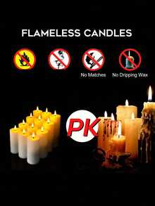 4/12pcs Flameless Candles, Battery Operated LED Candles With Timer And Remote Control, Plastic Electric Fake Candles That Won't Melt, Ivory Color Warm Flame Candles, Suitable For Home, Various Holiday Atmosphere Lights For Outdoor, Indoor, Patio, Christmas, Halloween, Easter, Graduation, Valentine's Day, Wedding, Party Decor - 米色 - 查看 9
