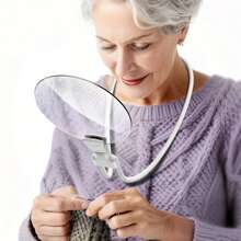 5x Magnifying Glass, Hands-Free Magnifying Glass For Reading, Adjustable Magnifying Glass With Holder Collar, Suitable For Elderly People With Low Vision During Sewing, Production, Cross Stitching, Inspection, And Maintenance. Equipped With A 5.12-Inch Lens And A Special Adjustable Neck Accessory For Elderly People, It Is Very Suitable For Reading, Sewing, Handcrafting, And Cross Stitching - No Battery Required, Reading Magnifying Glass