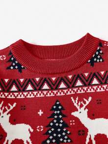 BOARNSEORL Sweter z długim rękawem dla chłopców z nadrukiem choinki i jelenia, uroczy i modny, odpowiedni na Boże Narodzenie, Nowy Rok, na co dzień i w podróż