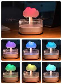 kinscoter 1 Peça Umidificador de Ar em Formato de Nuvem de Chuva com USB, Difusor de Aromaterapia de Óleo Essencial com Gota de Chuva, 7 Cores, Luz Noturna em Formato de Nuvem de Chuva, Difusor de Aroma para Casa, Hotel, Presente de Aniversário