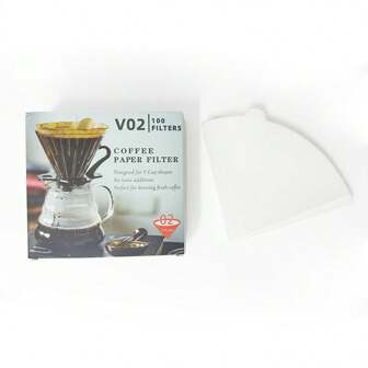 White Coffee Filter V02 - Cone-Shaped Disposable Paper Filter For Pouring And Drip Coffee Makers - 100/200/300pcs Uncharged Paper Household And Commercial Supplies
