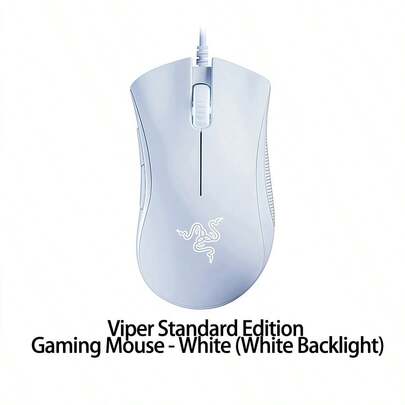 RAZER DeathAdder Essential Wired Gaming Mouse, Ergonomic Lightweight Design, Mechanical Micro-Switch, RGB Lighting, High-Precision Optical Tracking, Ultra-Flexible Braided Cable, White
