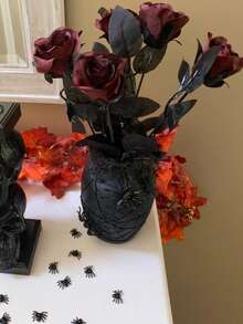 20/10/6 件套黑红仿真玫瑰 - 长茎逼真丝绸花,适用于家居装饰、婚礼装饰、派对装饰、哥特暗黑风格装饰、户外摄影道具和暗黑主题仿真花束装饰。送给女性的礼物,婚礼、仿真花、仿真植物、客厅装饰、生日礼物、家居装饰、卧室装饰。 - 黑紅色 - 查看 8