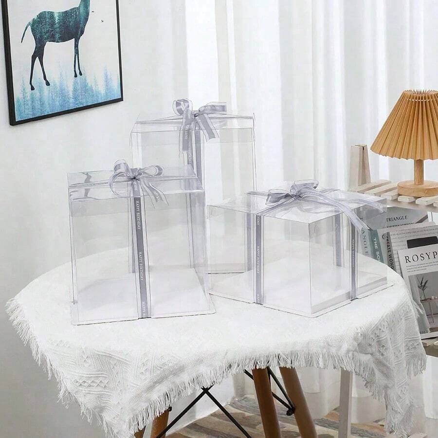 10 Inch Clear Gift Box Without Ribbons, For Birthday Party Decoration,Christmas Valentine Day - Multicolor - View 1