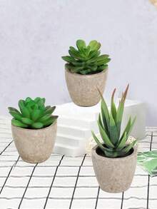 3 件人造多肉植物带花盆，人造植物，桌面装饰，绿色装饰，工厂定制，多年生装饰，四季装饰，学校宿舍办公室装饰，户外派对活动节日生日派对装饰，家居酒店餐厅客厅卧室婚宴厨房花园装饰，春夏装饰 - 綠色 - 查看 6